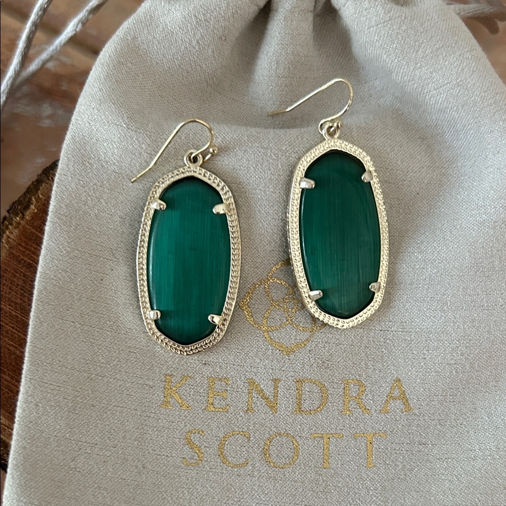 Kendra Scott Teal and Gold Oval Earrings